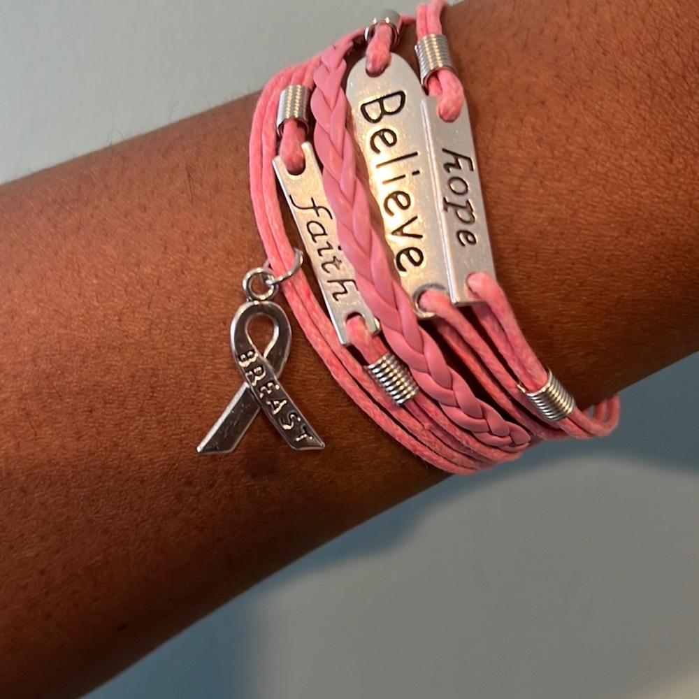 Breast cancer survivor/ hope, believe, faith bracelet charm - Picture 1 of 7